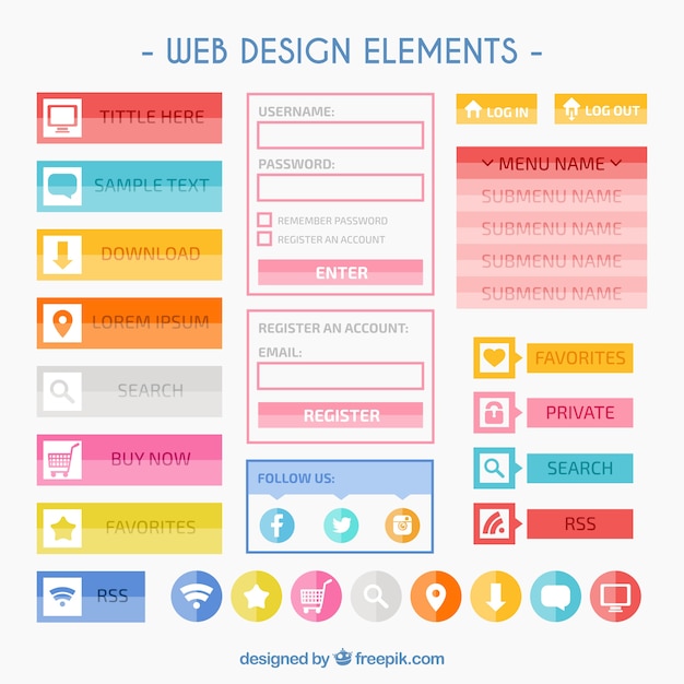 Colorful web design elements