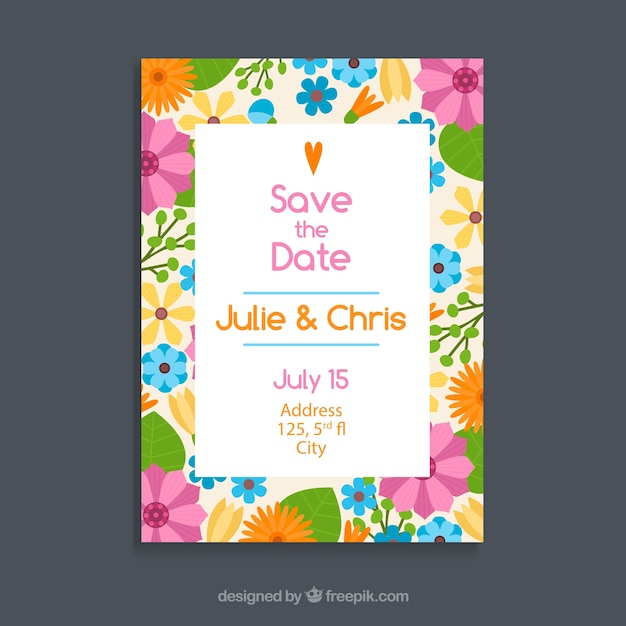 Colorful wedding invitation design