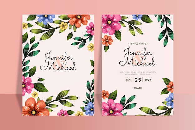 Colorful wedding invitations template