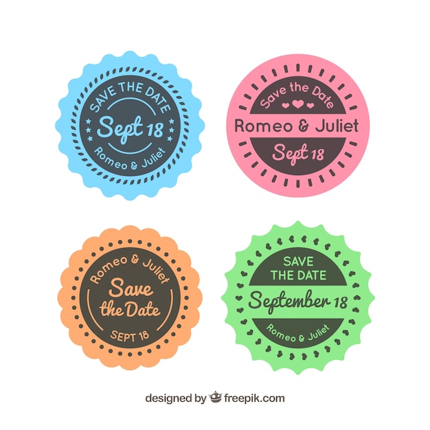 Free Vector colorful wedding labels