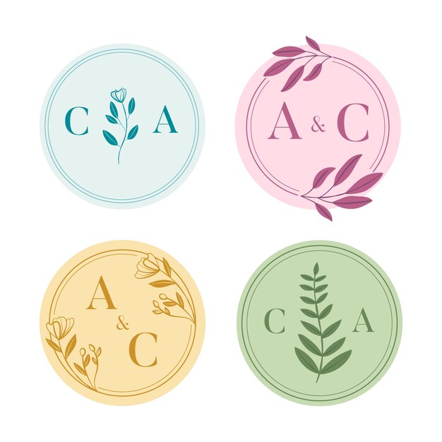 Colorful wedding monogram collection