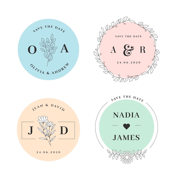 Colorful wedding monograms pack