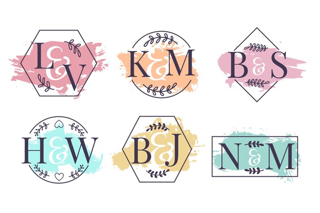 Colorful wedding monograms