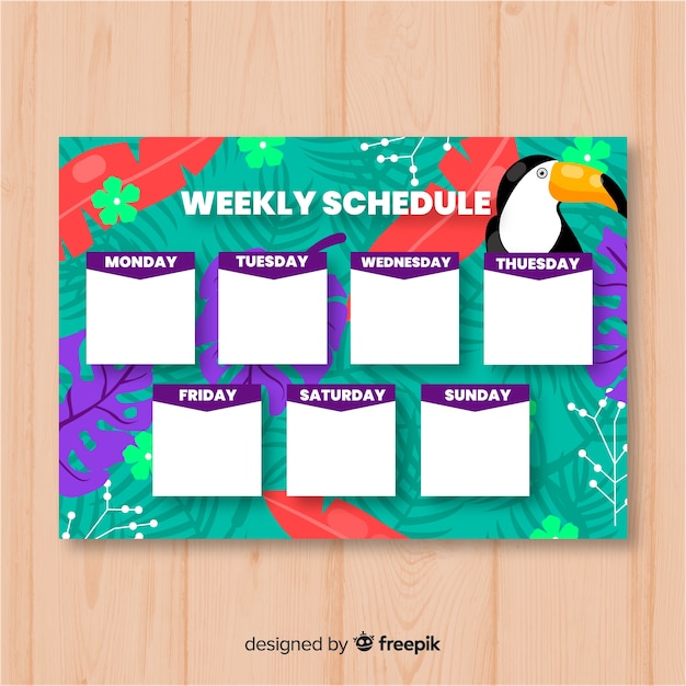 Colorful weekly schedule template with flat design