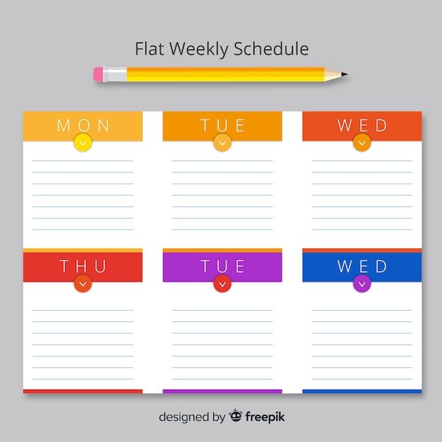 Free Vector colorful weekly schedule template with flat design