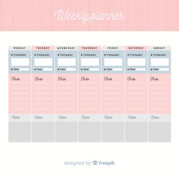 Colorful weekly schedule template with flat design