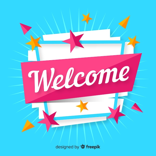 Colorful welcome composition with flat design