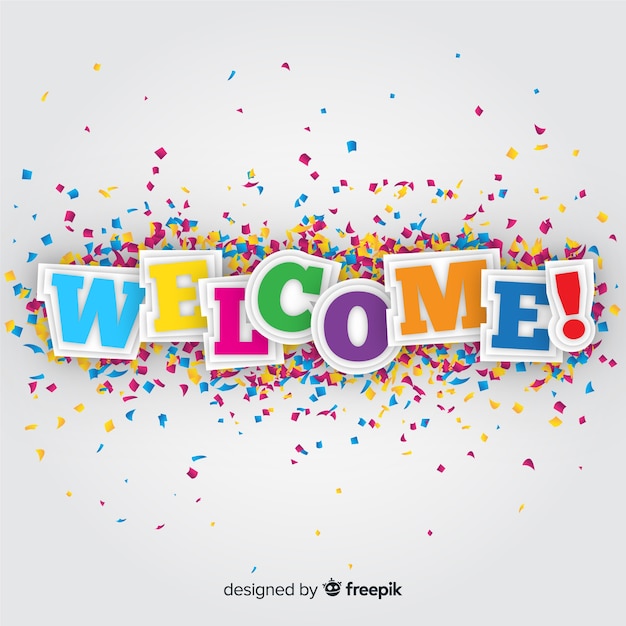 Free vector colorful welcome composition with origami style