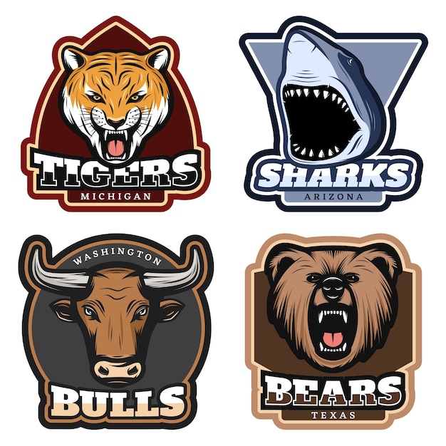 Free Vector colorful wild animals badge set