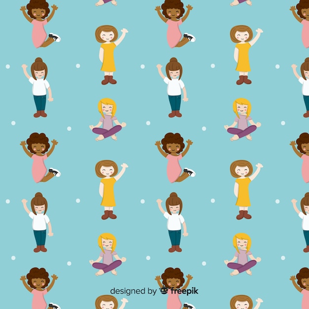 Colorful women pattern with flat design