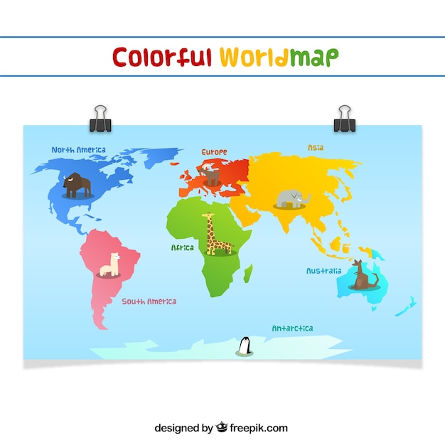 Free Vector colorful worldmap