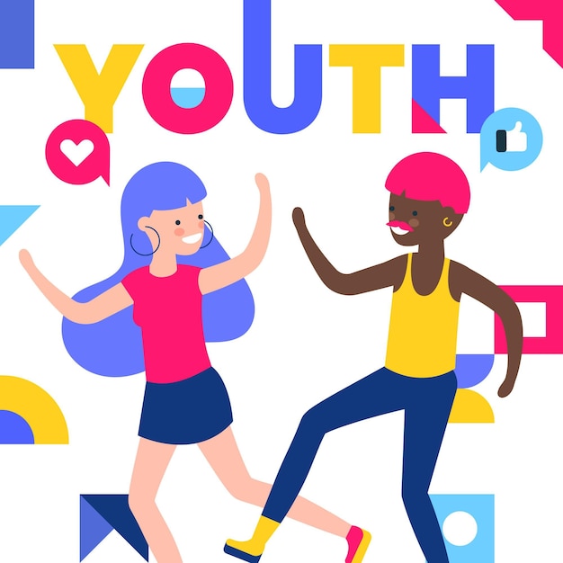 Free Vector colorful youth day with people