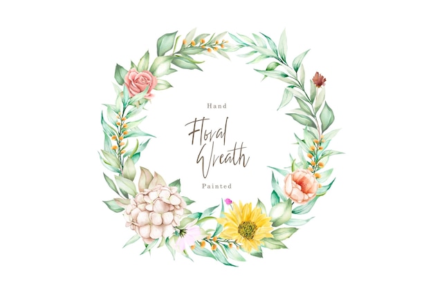 Free Vector colorfull hand drawn floral wreath illustration