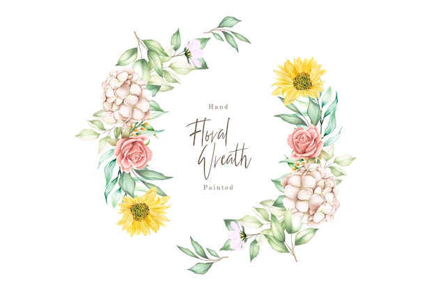 Free vector colorfull hand drawn floral wreath illustration