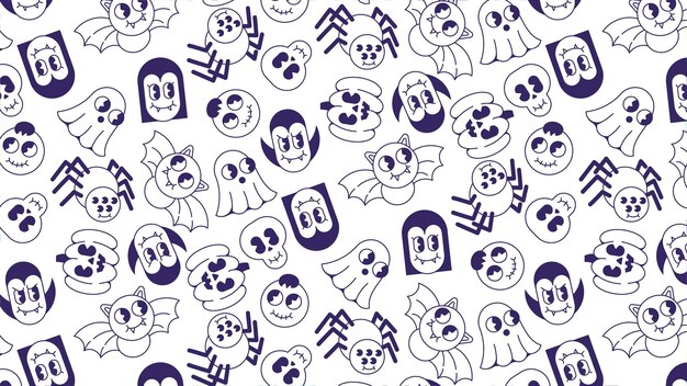 Coloring Cartoon Halloween Pattern