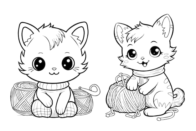 coloring page Kawaii Kittens