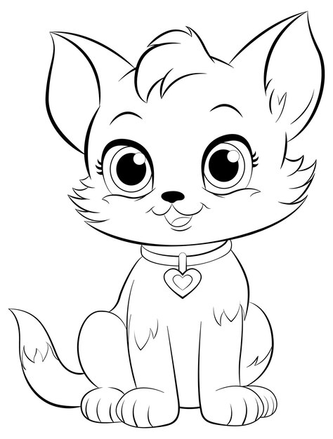 Coloring Page Outline of Cute Cat