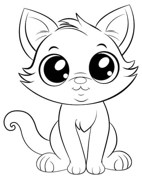 Coloring Page Outline of Cute Cat