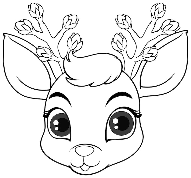 Free Vector coloring page outline of cute deer