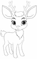 Free vector coloring page outline of cute deer