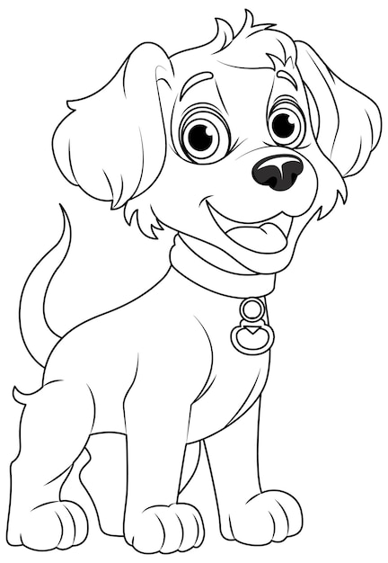 Coloring Page Outline of Cute Dog