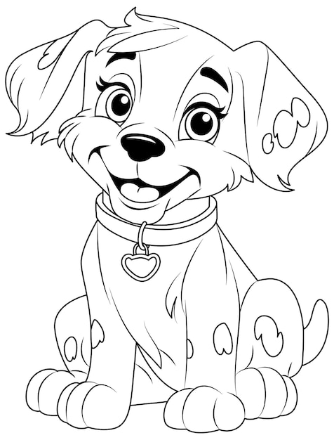 Free Vector coloring page outline of cute dog