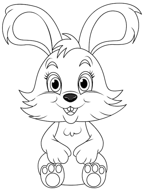 Free vector coloring page outline of cute rabbit