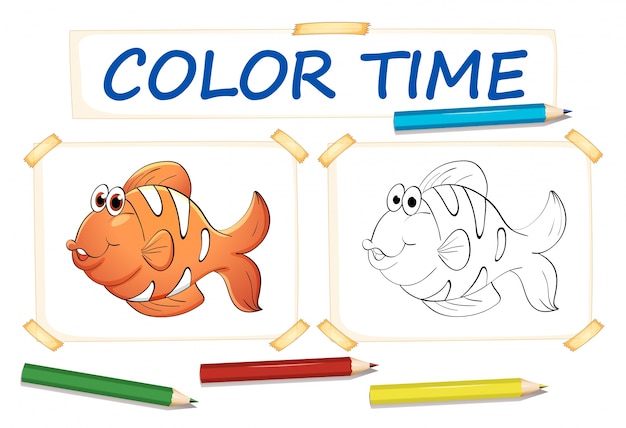 Free Vector coloring template with clownfish