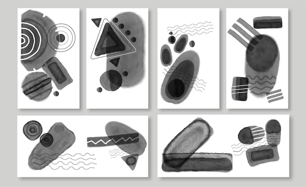 Free Vector colorless abstract watercolor cover collection