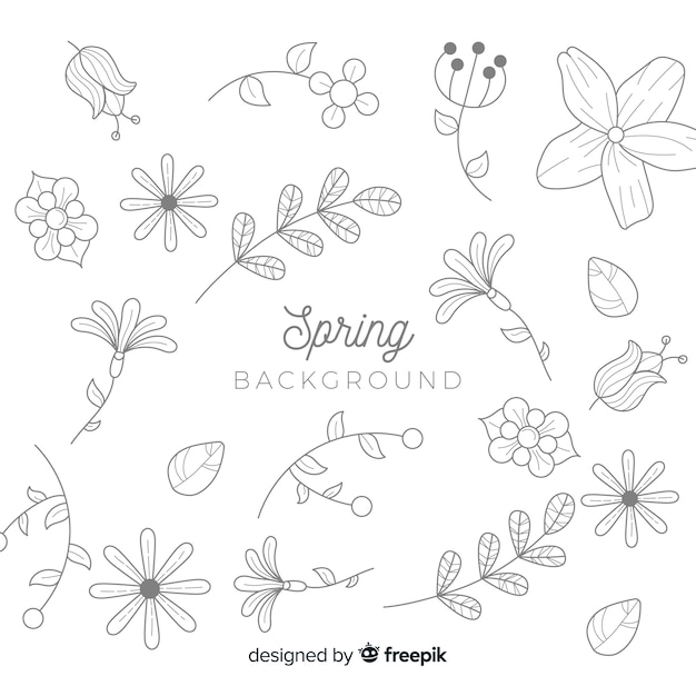 Free Vector colorless doodle spring background