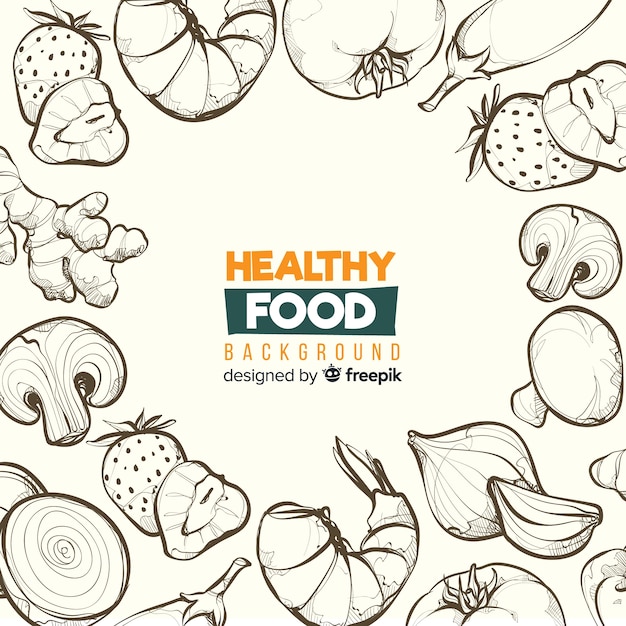 Colorless hand drawn healthy food  background