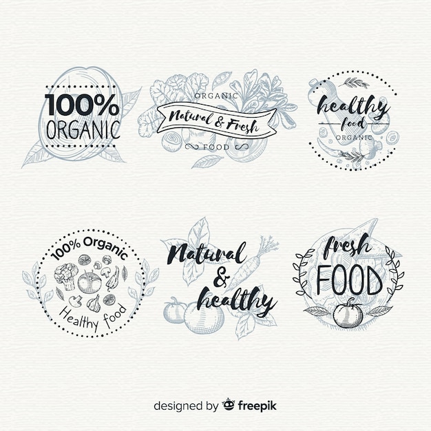 Free Vector colorless organic food label set