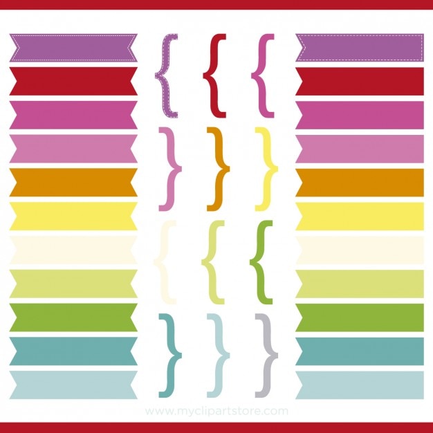 Free Vector colors ribbons and square bracket 