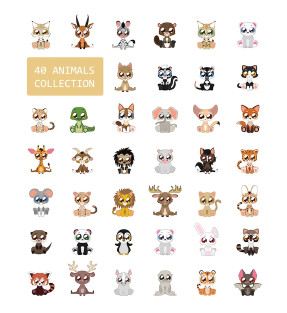 Free vector coloured animals collection