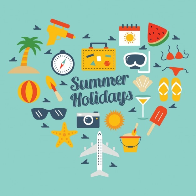 Free Vector coloured background with summer elements