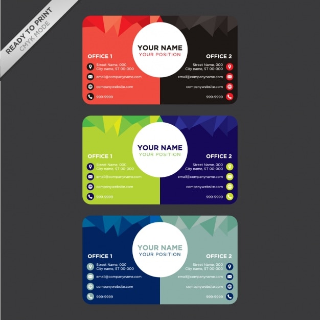 Free Vector coloured business cards collection