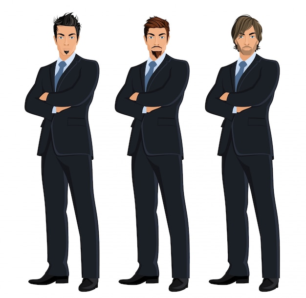 Free Vector coloured businessmen set