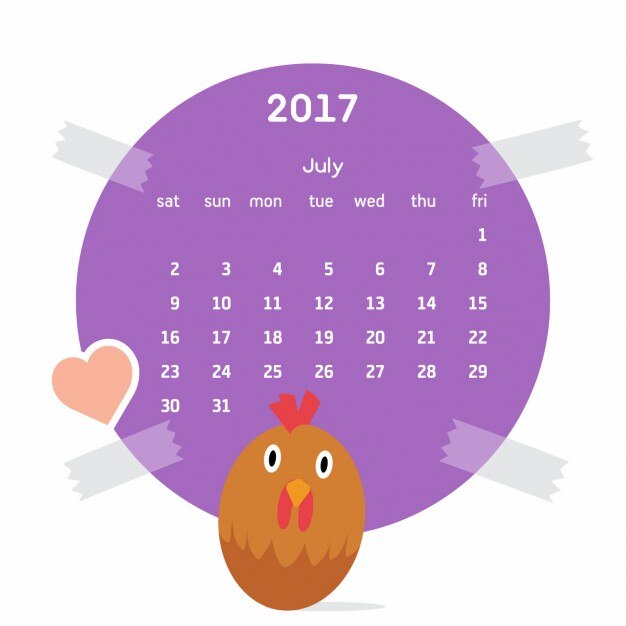 Coloured calendar with a cock