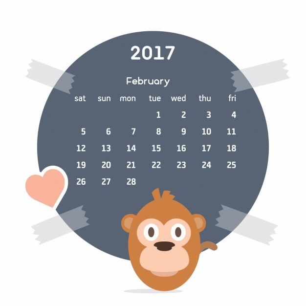 Coloured calendar with a monkey