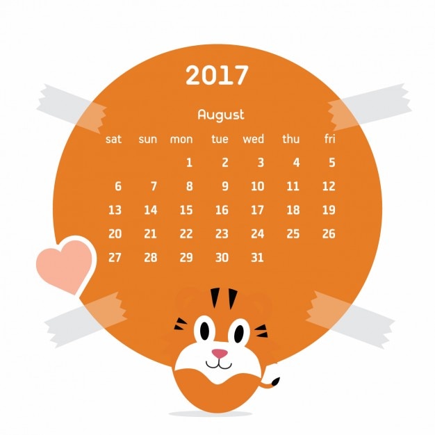 Coloured calendar with a tiger