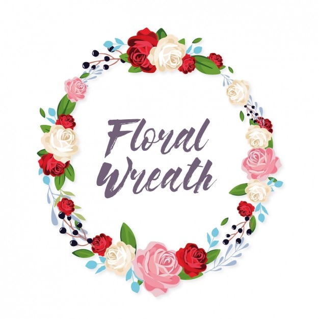 Free Vector coloured floral wreath design