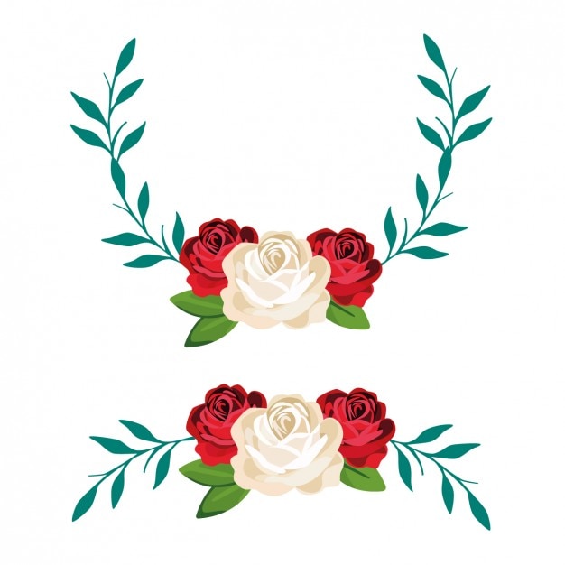 Free Vector coloured floral wreath an ornament