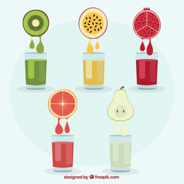 Free vector coloured fruit juices