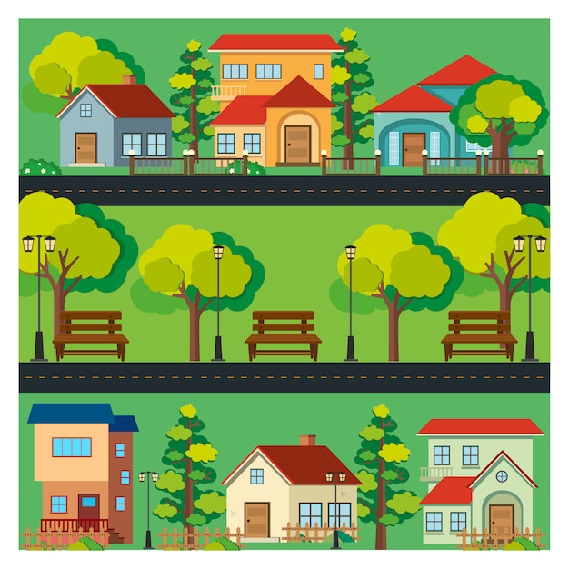 Free Vector coloured houses background