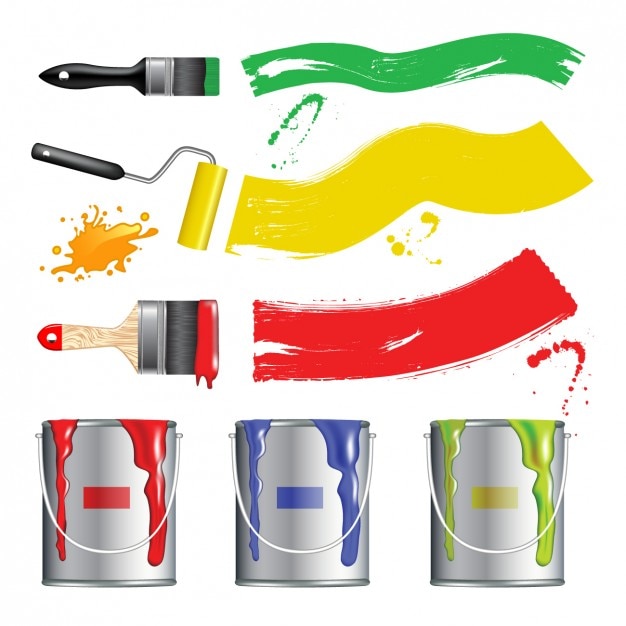 Free Vector coloured paint buckets design