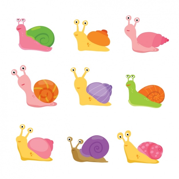 Free Vector coloured snails collection