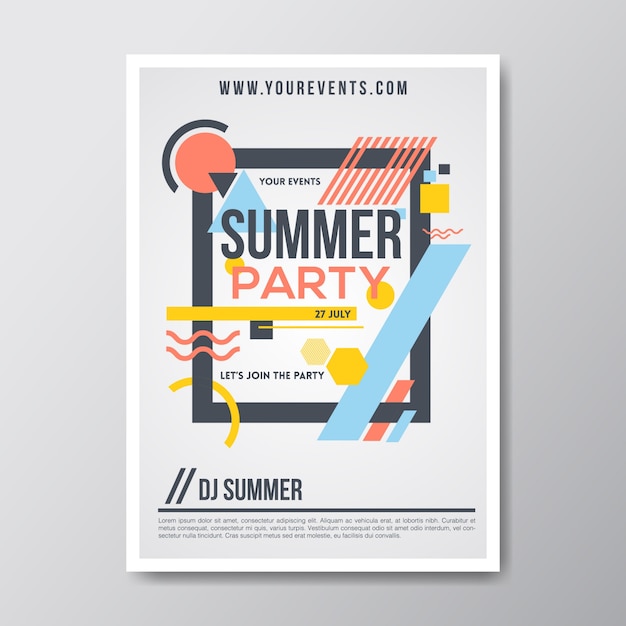 Coloured summer party poster design