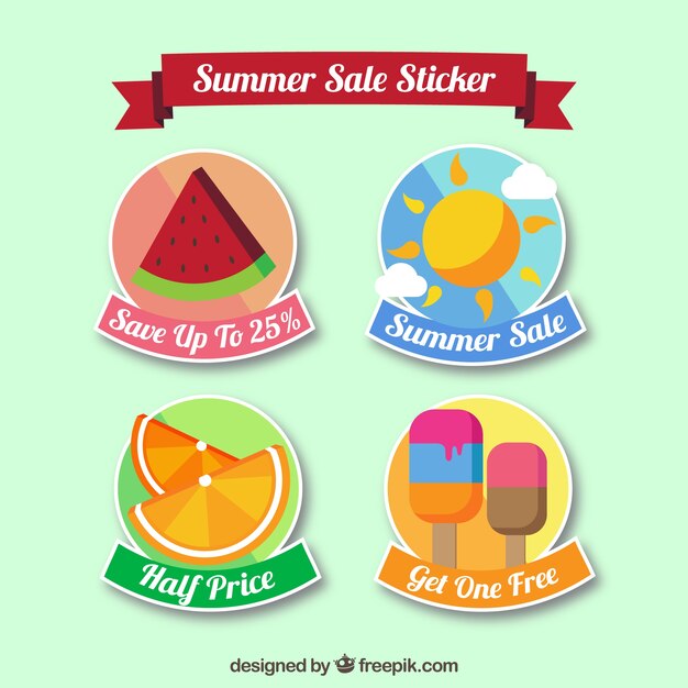 Coloured summer sale stickers