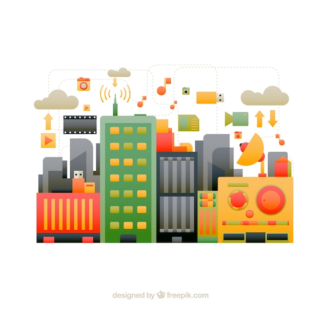 Free vector coloured technologic city