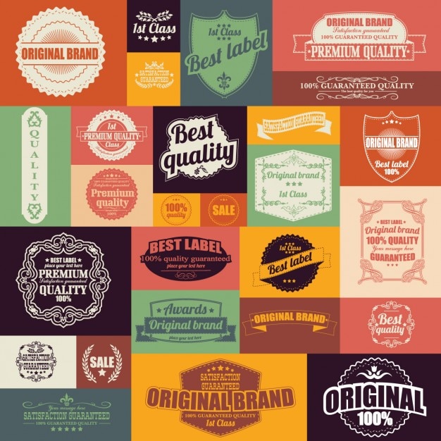 Free Vector coloured vintage labels collection